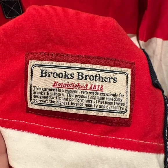 Brooks Brothers 1818 long sleeve patch detail rugby shirt - Picture 3 of 7